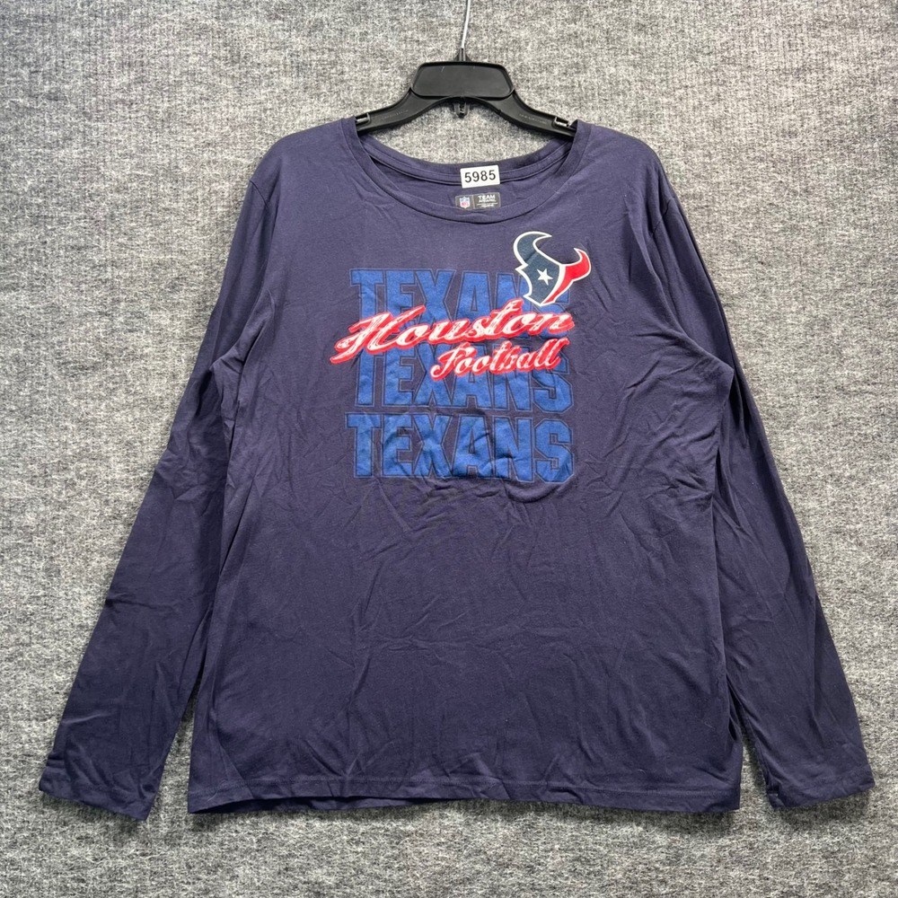 NFL Team Apparel Houston Texans Womens XL Navy Blue Long Sleeve Graphic T-Shirt